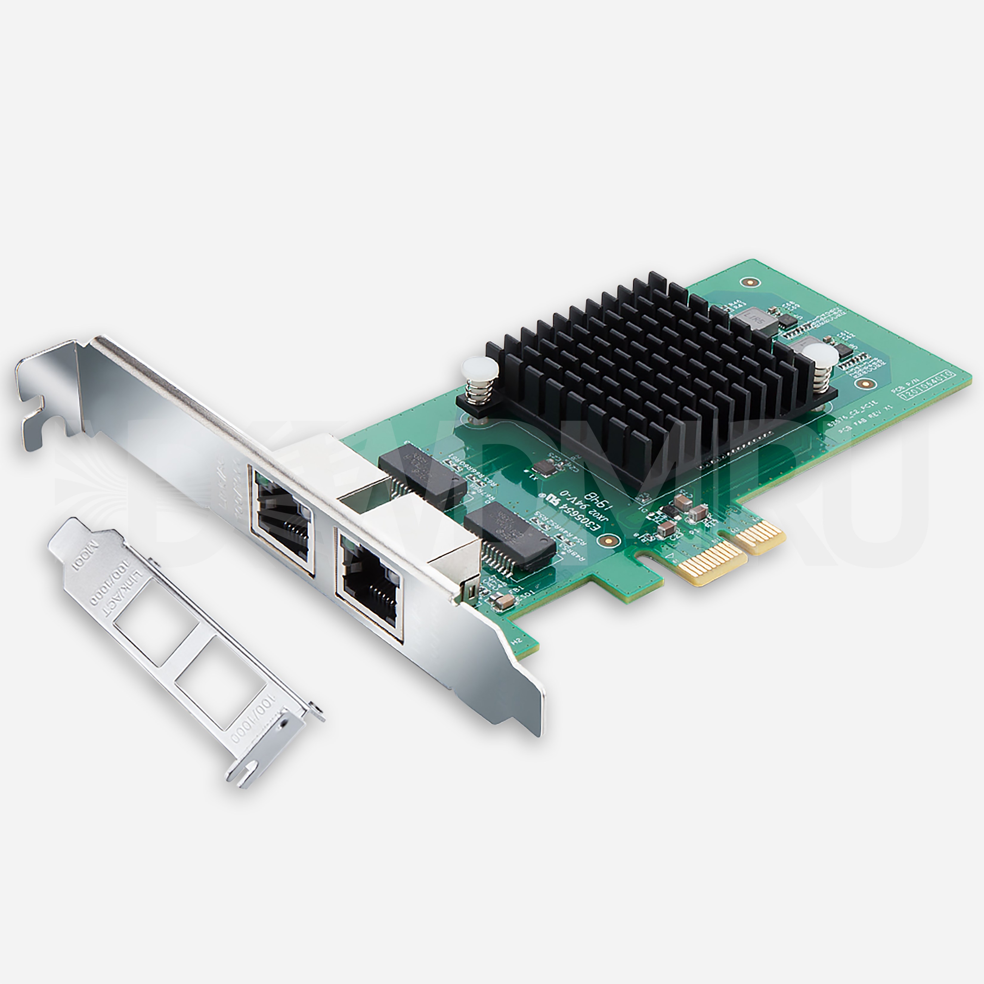 Сетевая карта 1,25 Gb/s (NIC), 2 порта RJ45, Intel 82576EB Controller, PCIe 2.0 X1 - ДВДМ.РУ (DSO-N-1G2R-82576-X20-1)